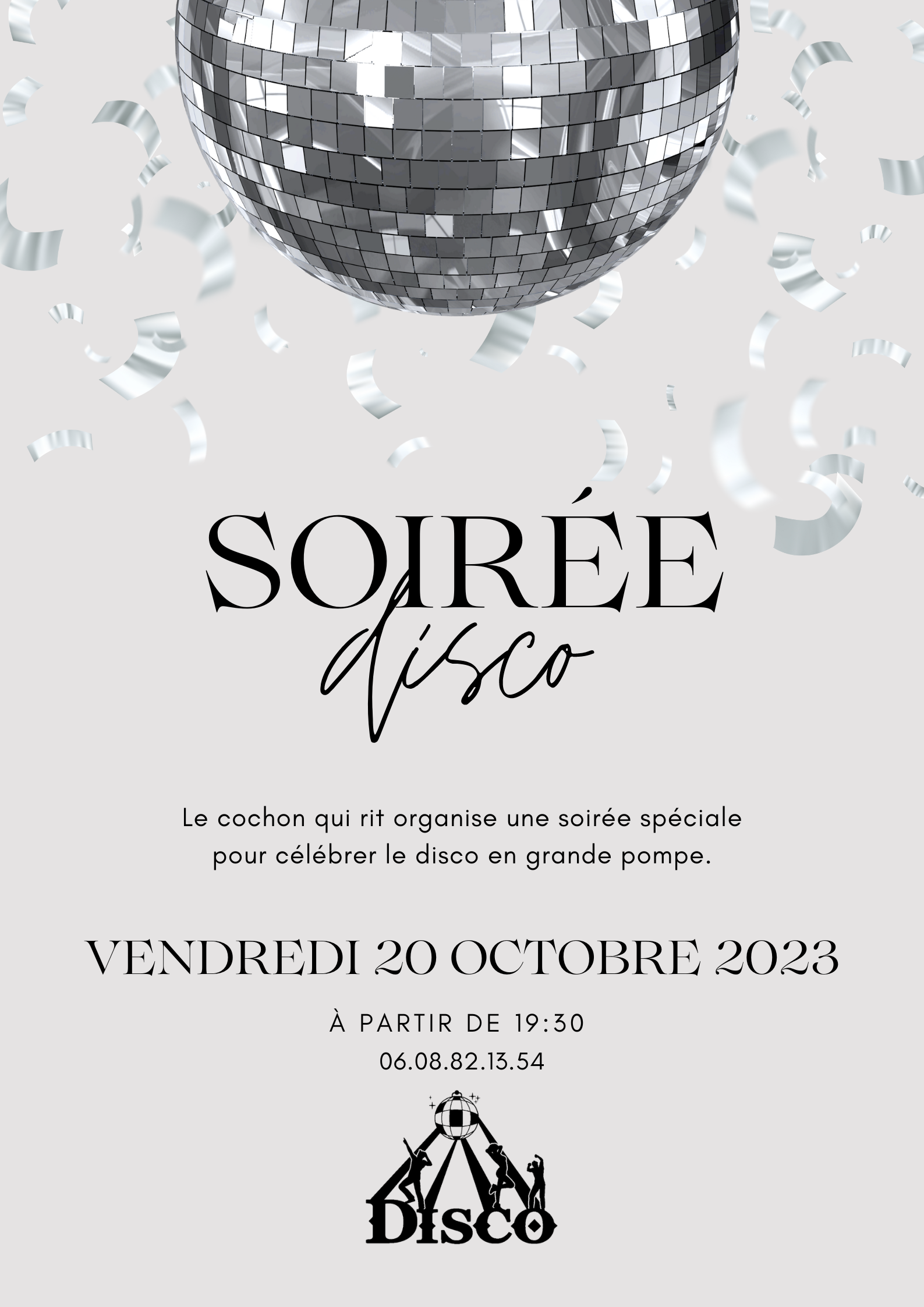 SOIRÉE DISCO / VENDREDI 20 OCTOBRE 2023 / Menu à 29,50€