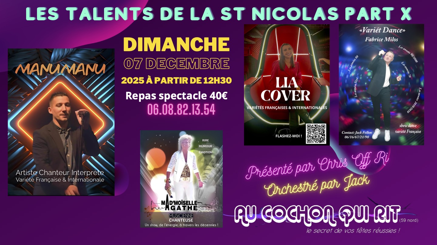 Lire la suite à propos de l’article DIMANCHE 07 DECEMBRE 2025 / Les talents de la st Nicolas party X cliquez ici pour + d’infos