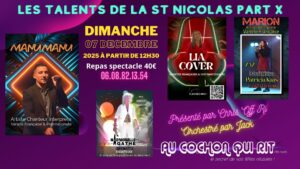 Lire la suite à propos de l’article DIMANCHE 07 DECEMBRE 2025 / Les talents de la st Nicolas party X cliquez ici pour + d’infos