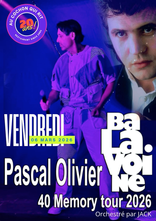 Lire la suite à propos de l’article Vendredi 06 mars 2026 / le cochon fête ses 20 ans / Memory tour 2026 Daniel BALAVOINE (cliquez ici pour + d’info)